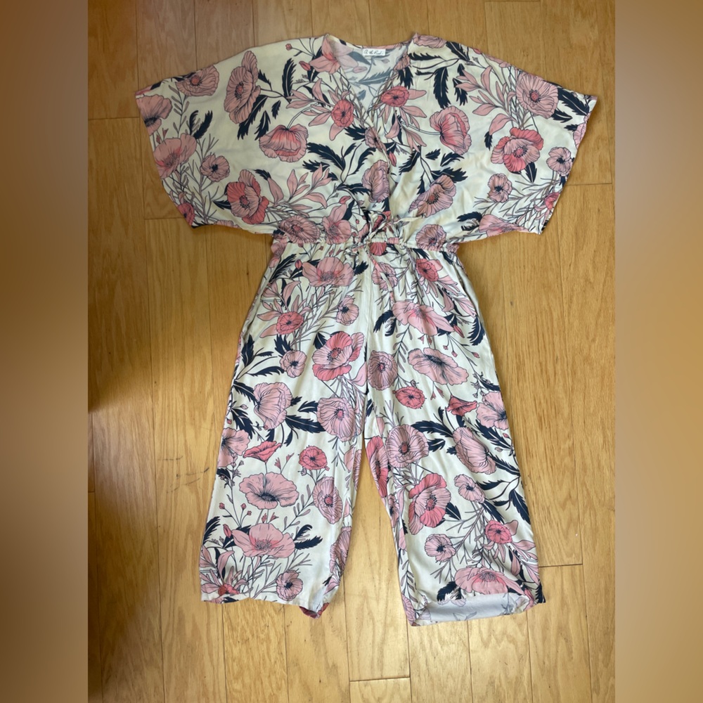 On The Road Pink and Black Floral Jumpsuit